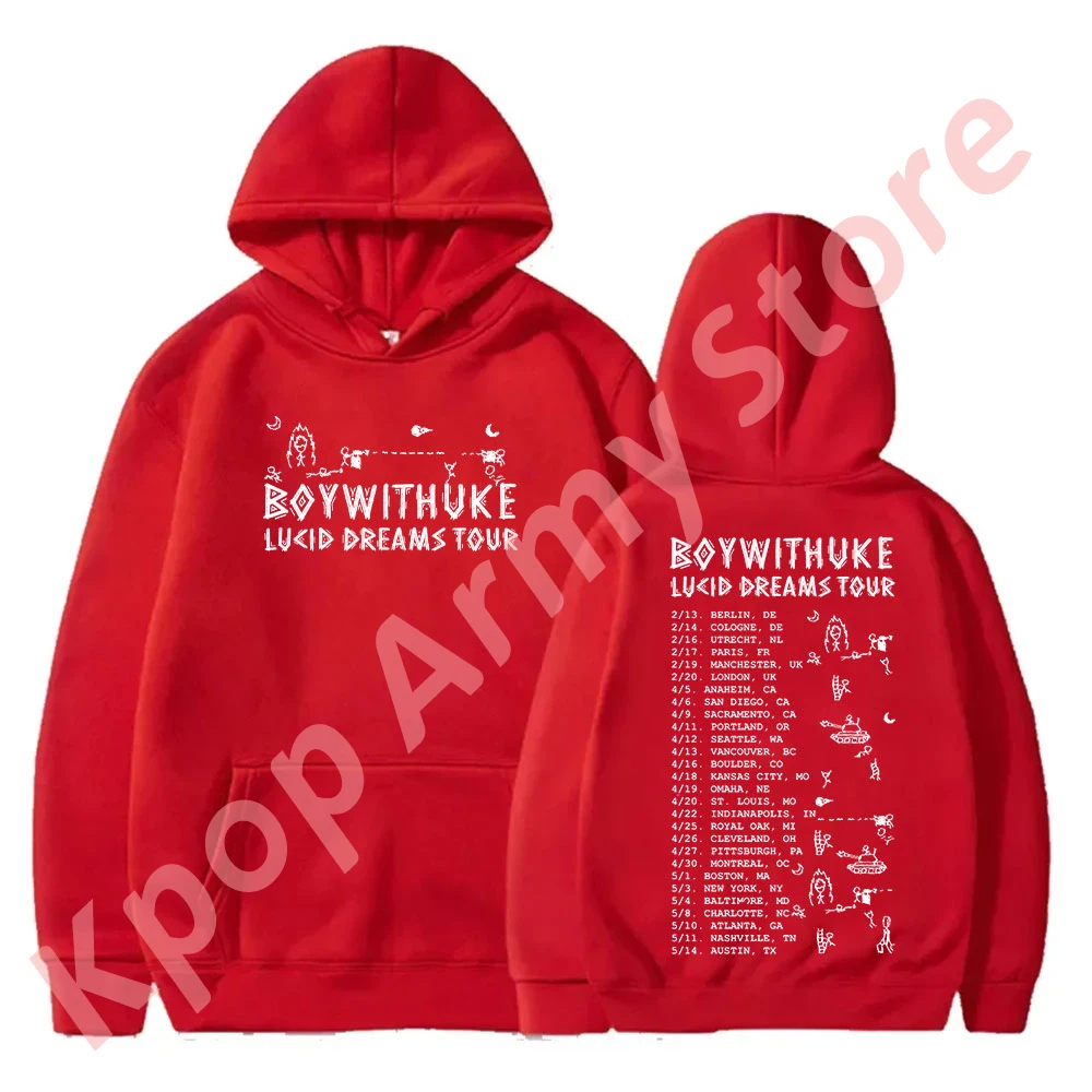 BoyWithUke Lucid Dreams Tour Merch Felpe con cappuccio Nuovo logo Pullover Inverno Donna/Uomo Moda Felpe casual