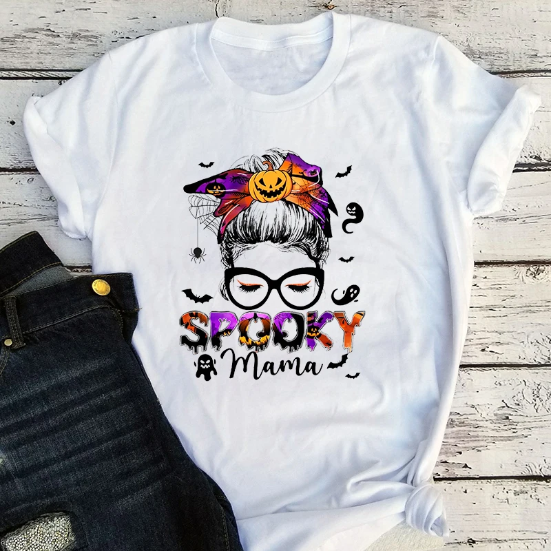 

Spooky Mama Shirt Halloween Tee Halloween Mom Shirts Funny Halloween Party Vintage Clothes Spooky Season Tee Casual M