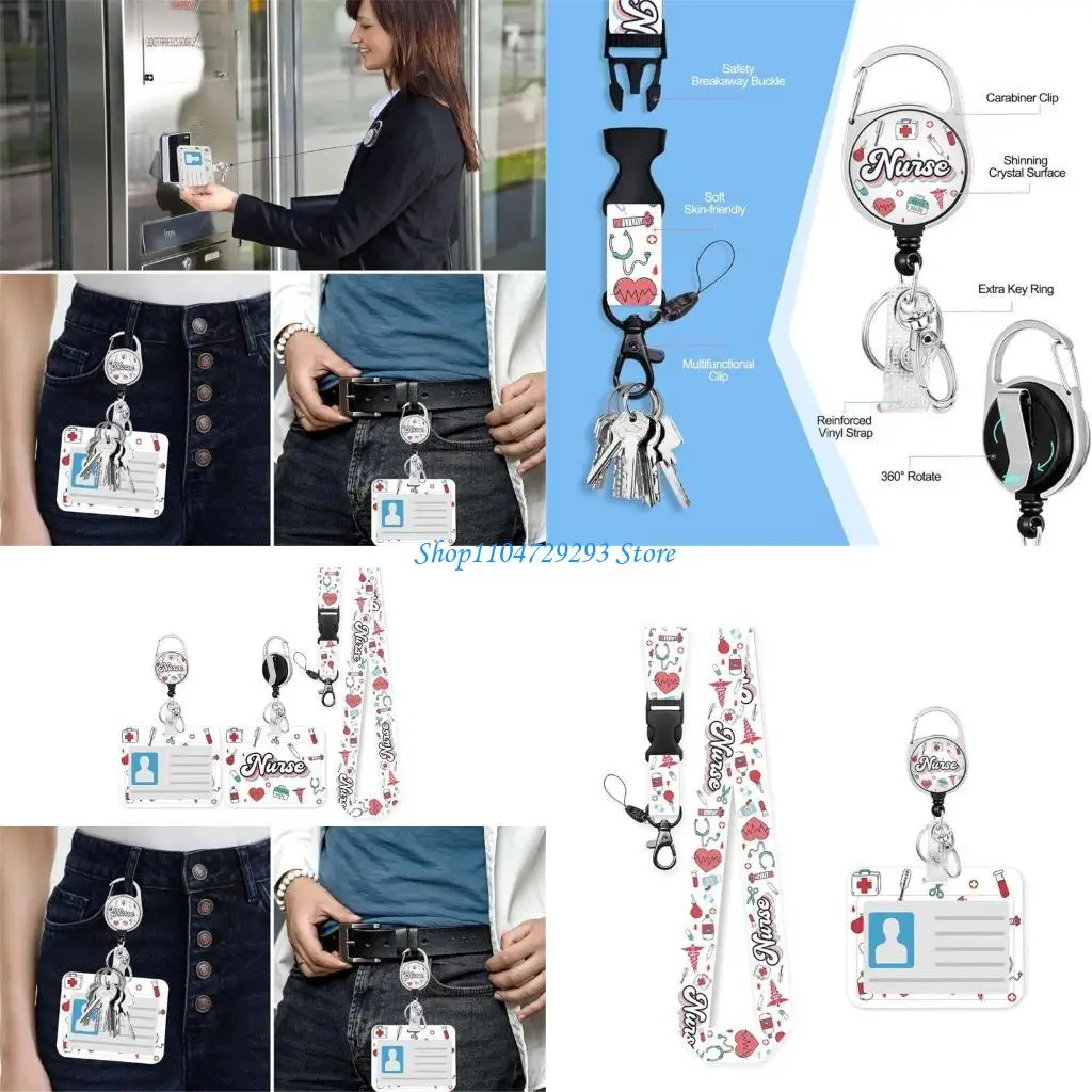 

Y2GD Lanyard with Identity Card Holder Retractable Lanyard Badge Holder Set for Nurse
