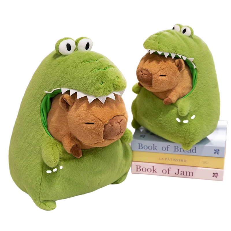 

30/40cm Cartoon Animal Doll Stuffed Brown Capybara Cosplay Green Dinosaur Dressed Plushie Toy Gift