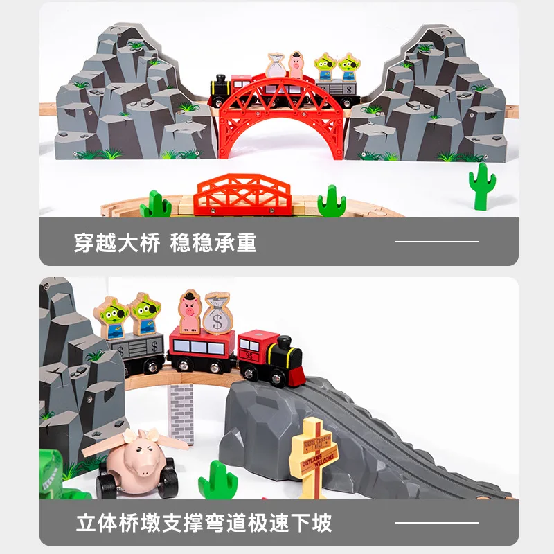 Jeu de société Montessori pour garçons, puzzle en bois, bricolage, kit de modèle de rail de voiture, blocs de construction, diorama mètre tor, cadeau pour enfants