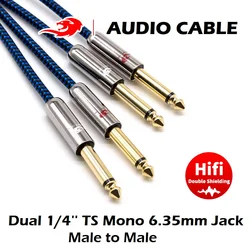 Hifi Dual 1/4'' TS Mono 6,35mm do 2x 1/4 cala męski kabel audio do wzmacniacza, miksera, konsoli, elektrycznej, gitary basowej, ekranowanych przewodów