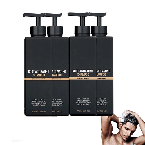 Champú activador de raíces del cabello, 4 botellas, champú antipérdida, cuidado del cabello hidratante y nutritivo y fortalecimiento del cabello para todos los cabello