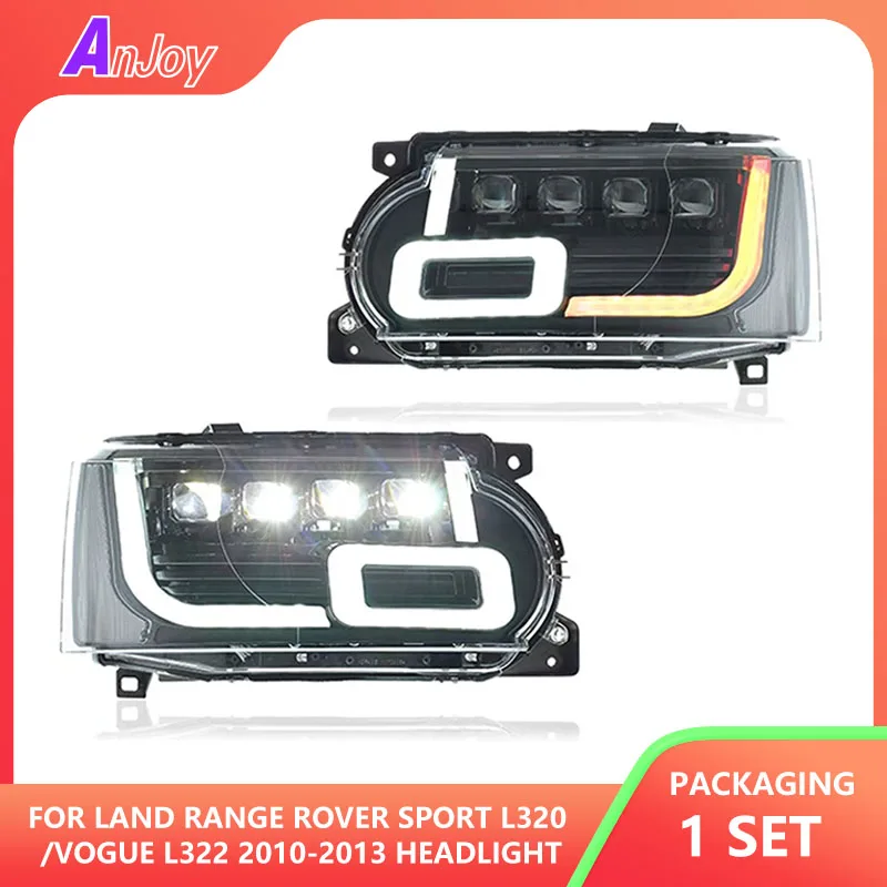 سيارة كاملة LED مصفوفة العارض المصابيح الأمامية لاند رينج روفر سبورت L320 /فوغ L322 2010-2013 الأزرق بدء LED DRL ضوء الجمعية #1