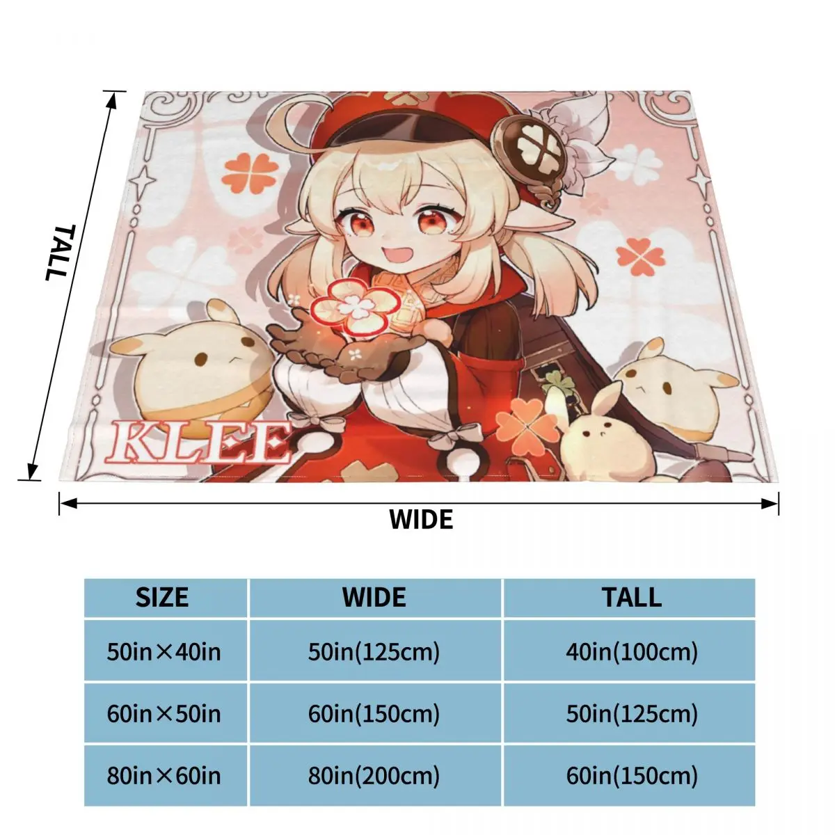 Genshin Impact Klee Birthday Blankets Velvet Autumn/Winter Portable Ultra-Soft Throw Blankets for Bedding Couch Quilt