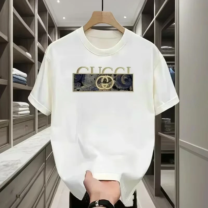 

2025 New Luxury Brand Letter Pattern Printed Men's 100% Pure Cotton Short-sleeved Round-neck T-shirt Streetwear Mens T Shirts