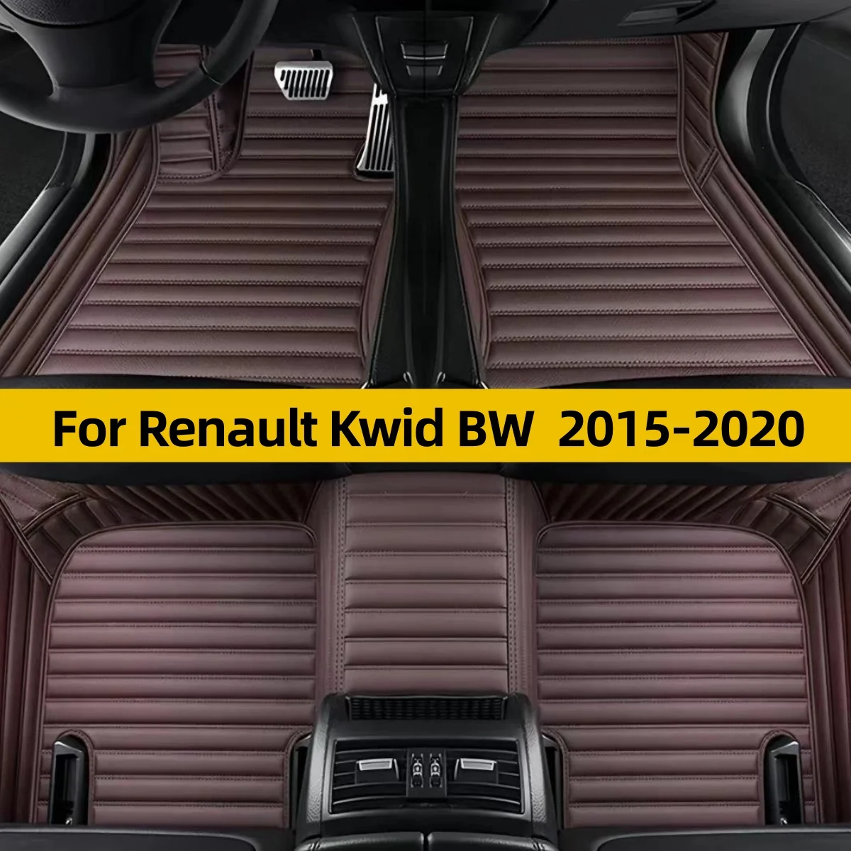 Custom Leather Car Floor Mat For Renault Kwid BW 2015 2016 2017 2018 2019 2020 Auto full set carpet pads leather foot mat rugs