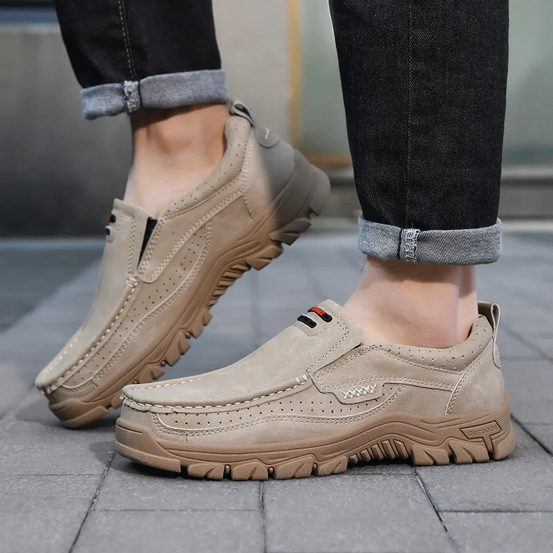 2025 ręcznie robione buty oryginalne skórzane buty na co dzień dla mężczyzn płaska platforma chodzenie obuwie outdoorowe mokasyny duże rozmiary 50 — zdjęcie 7