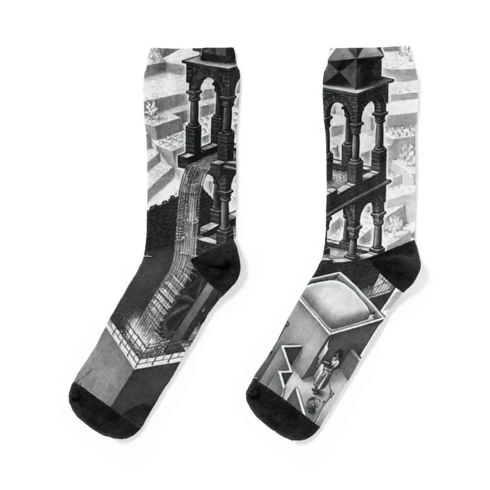 

Waterfall by M.C. Escher Socks golf Wholesale snow Designer Man Socks Women's