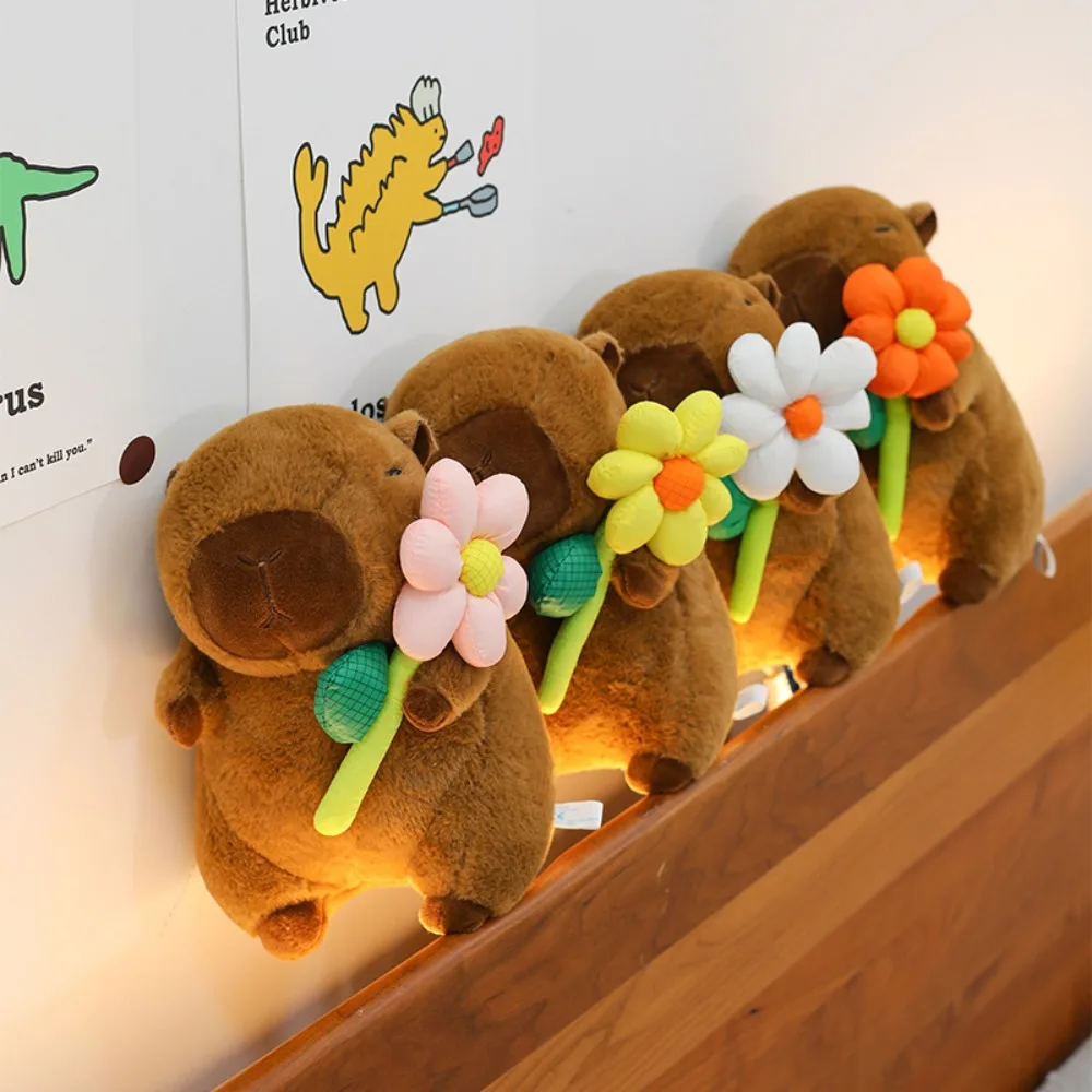 

Creative Fluffy Flower Capybara Plush Toy Soft Brown Capybara Plush Doll Cute Animal Capybara Stuffed Doll Birthday