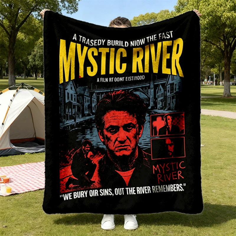 Mystic River Neo Noir Crime Drama Flannel Blanket, Sean Penn Clint Eastwood Film Graphic Flannel Throw
