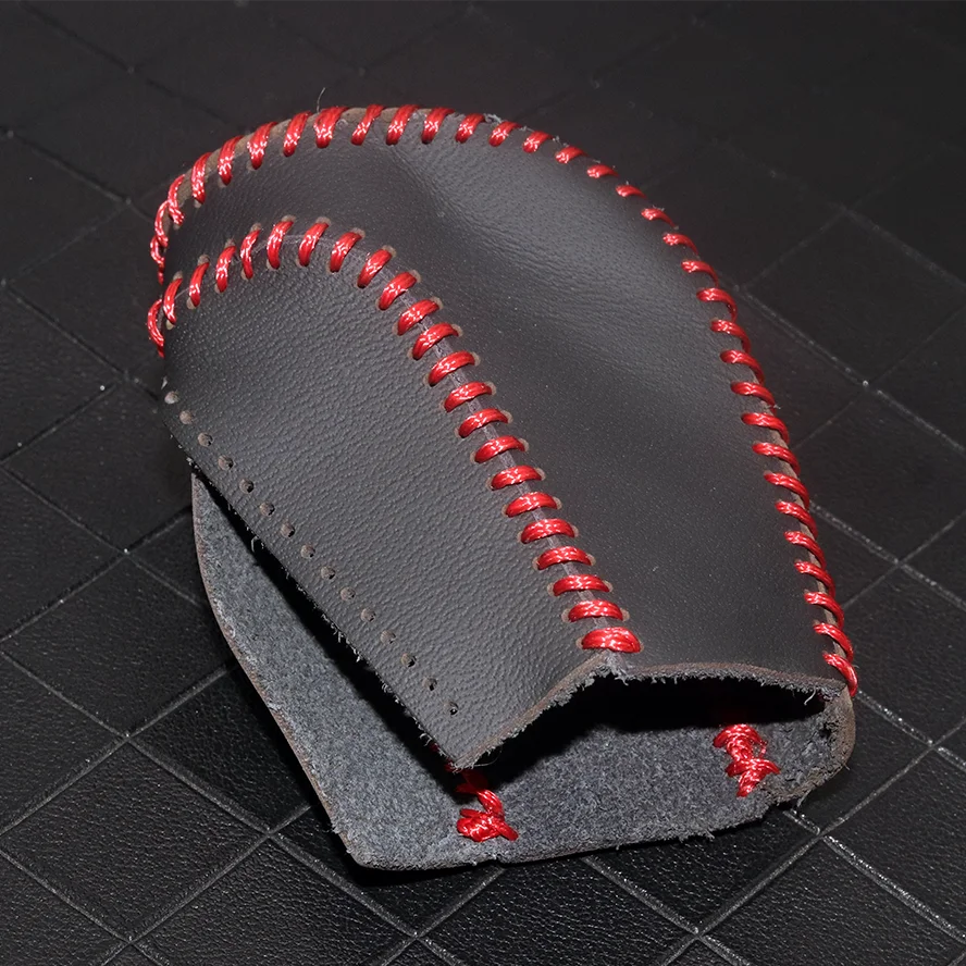 JEAZEA Hand-stitched Genuine Leather 5-Speed Gear Shift Knob Cover for Ford Focus MK II III 2004 2005 2006 2007 2008 - 2014 15