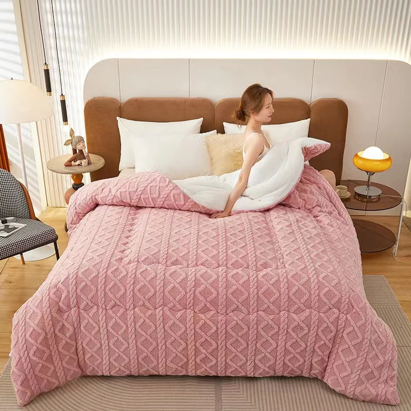 

Thickened Warm Cover Blanket Quilt Autumn and Winter Quilt Core Lamb's Wool Quilt Blanket Bedroom Dormitory Household