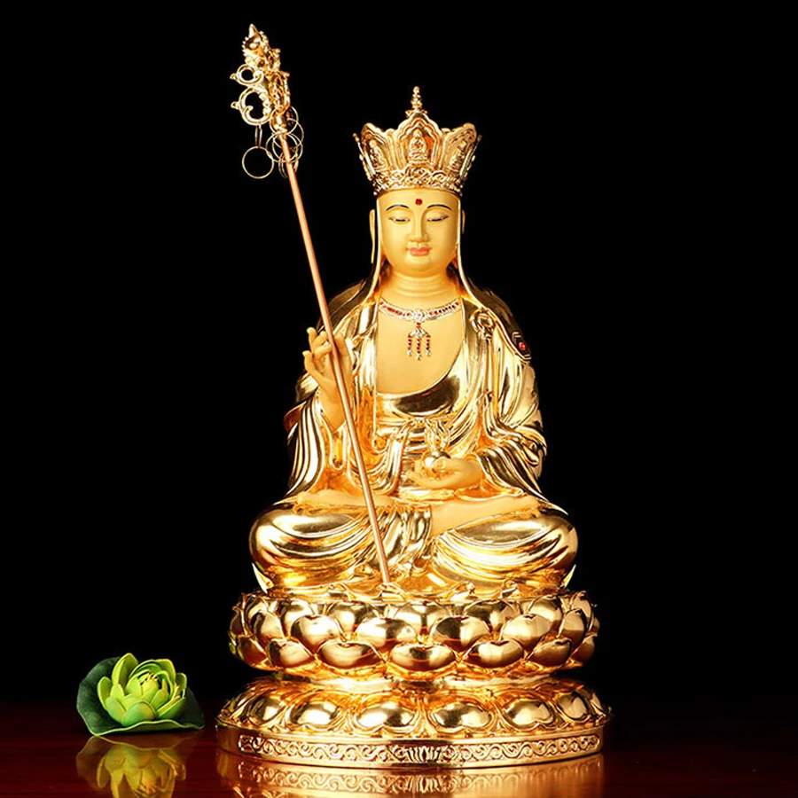 high-grade buddha ksitigarbha Dizang pusa HOME efficacious Talisman bless safe good luck gilding COPPER God statue