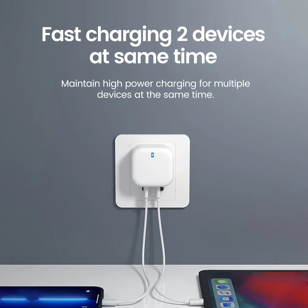 Elough 40W Double Type C Fast Charge Adapter USB C Super Charge US/UK/EU Mobile Phone Charger For Iphone Huawei Xiaomi Samsung - náhled 3