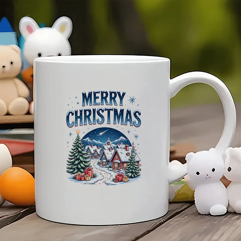 

11oz Cup + Cartoon Christmas Theme + Festive Atmosphere Water Cup - Christmas Gift Kids Cup Family Office Coffee Cup