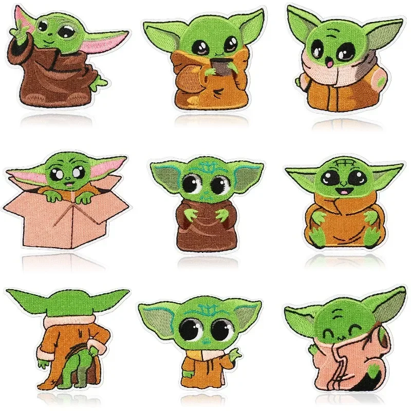 9pcs STARS for WARSS Figure Patch for Clothing Iron on Patches on Clothes Mandalorian Yoda Baby Darth Vader Trooper Accessorie
