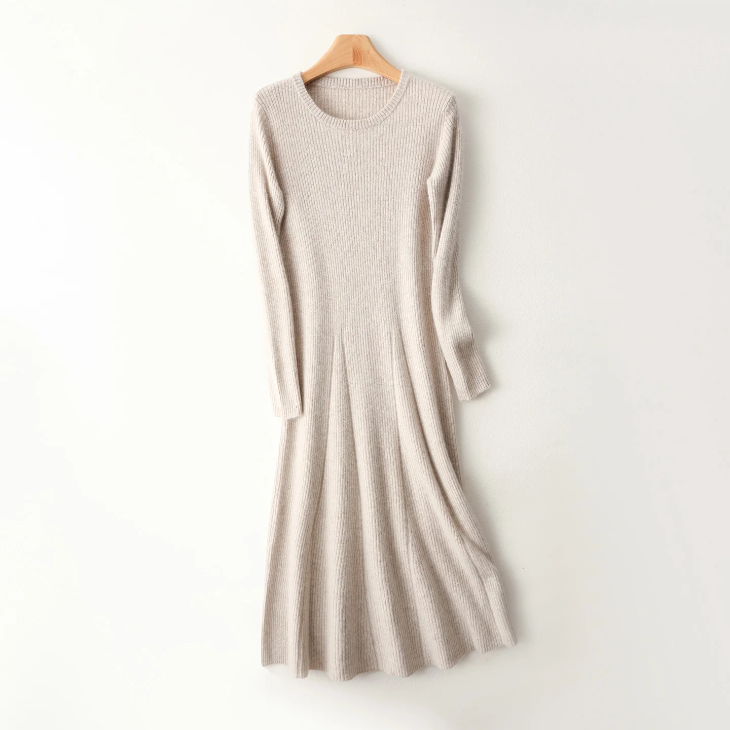 女性ロングドレス 100% メリノウールセーター O ネックスリムセクシーなニットウェア秋冬カジュアルファッション服女性シックなドレス
