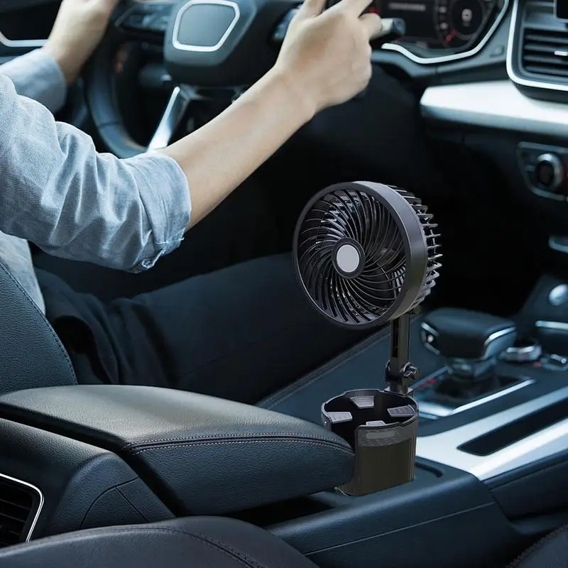 USB Fan For Car Air Circulation Fan With Drink Holder 6 Inch Cup Holder Car Fan Portable Fan Cooling Fan Automobile Fan For RV