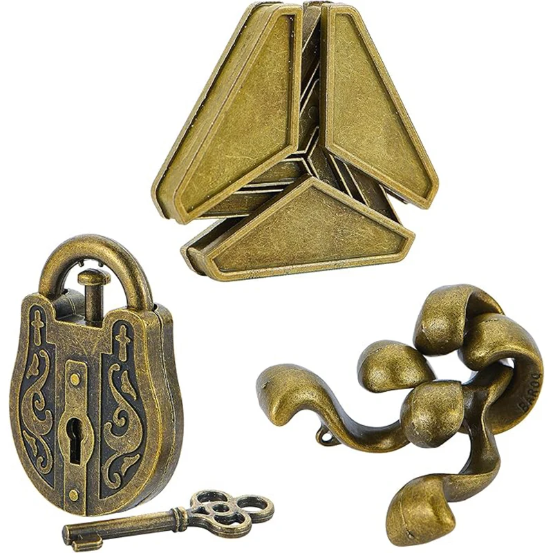 Disentanglement 3PCS Set Puzzle in metallo Rompicapo IQ Test Giocattoli Giochi mentali educativi per bambini Adolescenti Regali Juegos De Ingenio