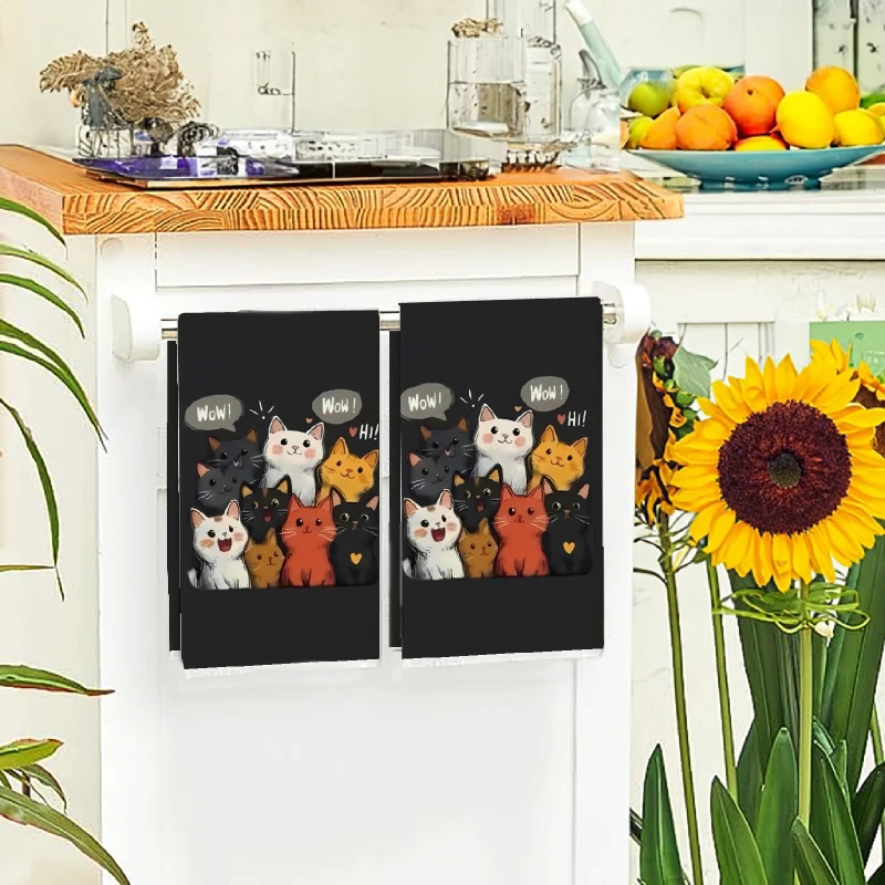 2 szt., Czarne ręczniki kuchen – Home Cooking For Cats recenzja i cena