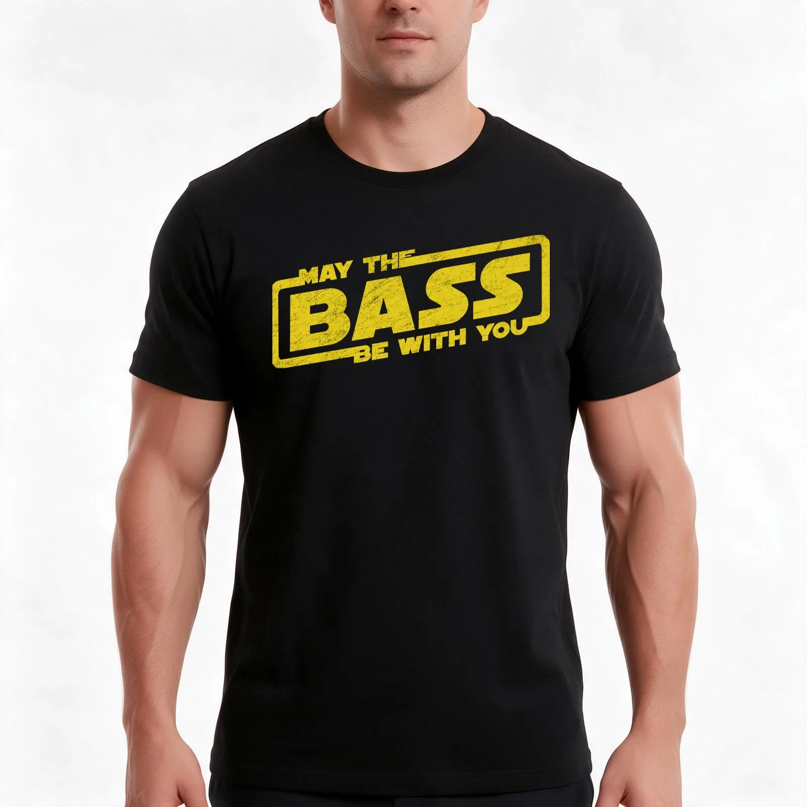 May The Bass Be With You - Electro Party Techno EDM Essential T-Shirt, Summer Casual Cotton Tee, Oversized Streetwear Tops