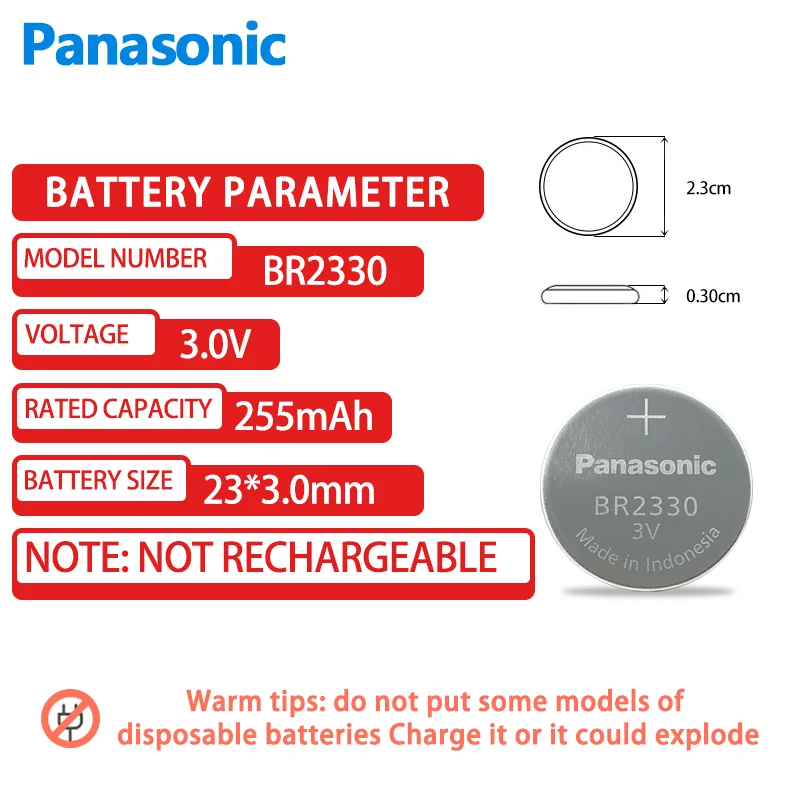 1pcs Panasonic BR2330 3V botão celular bateria CR2330 ECR2330 2330 carro controle remoto LED Flash Card instalado moedas baterias