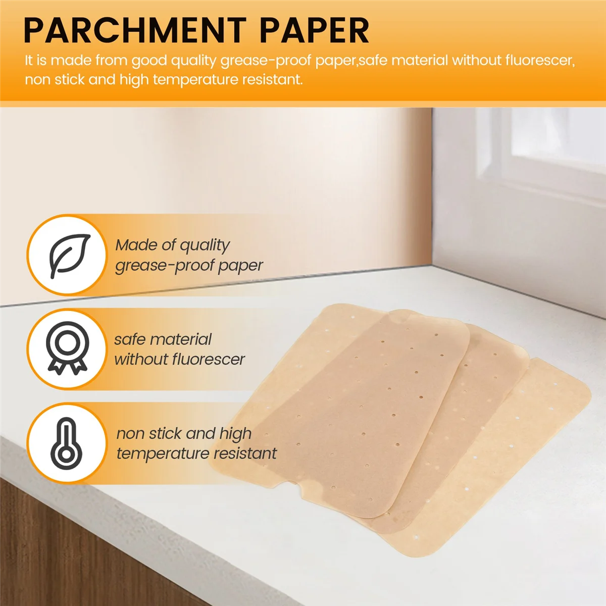 BISM1 100 Stück Luftfritteusen-Papier, Luftloch, Luftfritteusen-Pergamentpapier-Einlagen für Ninja Foodi Smart FG551 Luftfritteusen-Zubehör