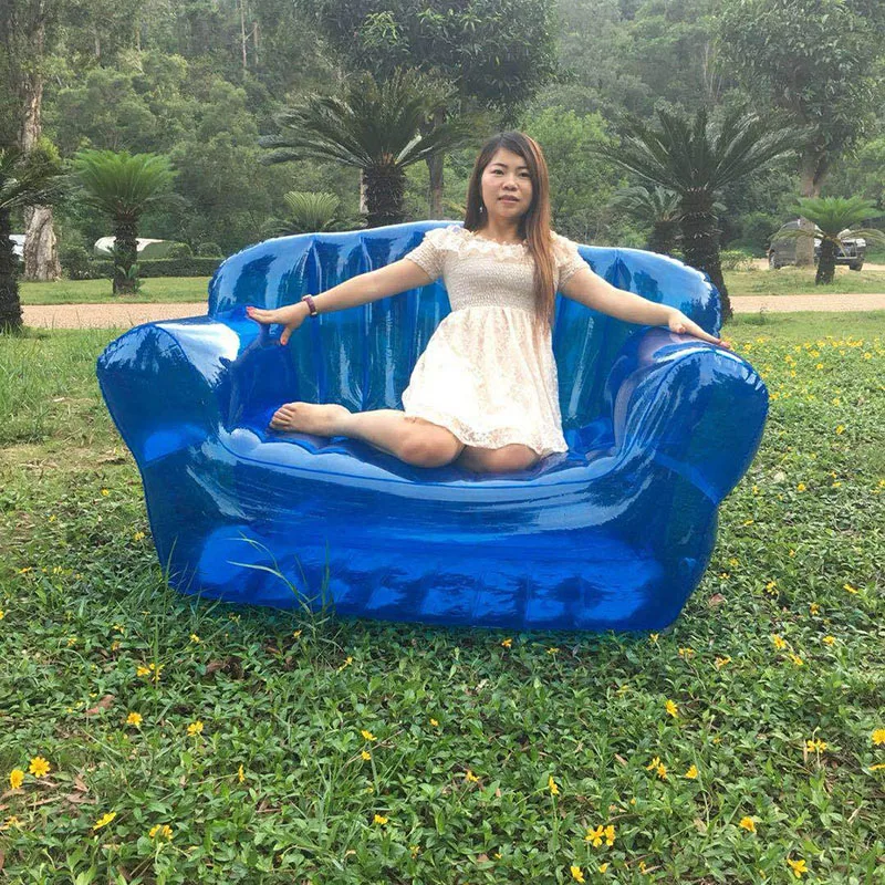 Single Inflatable Sofa Lounger Outdoor Camping Pool Transparent Sofa Adult Double Thickened Leisure Portable Folding Air Chair