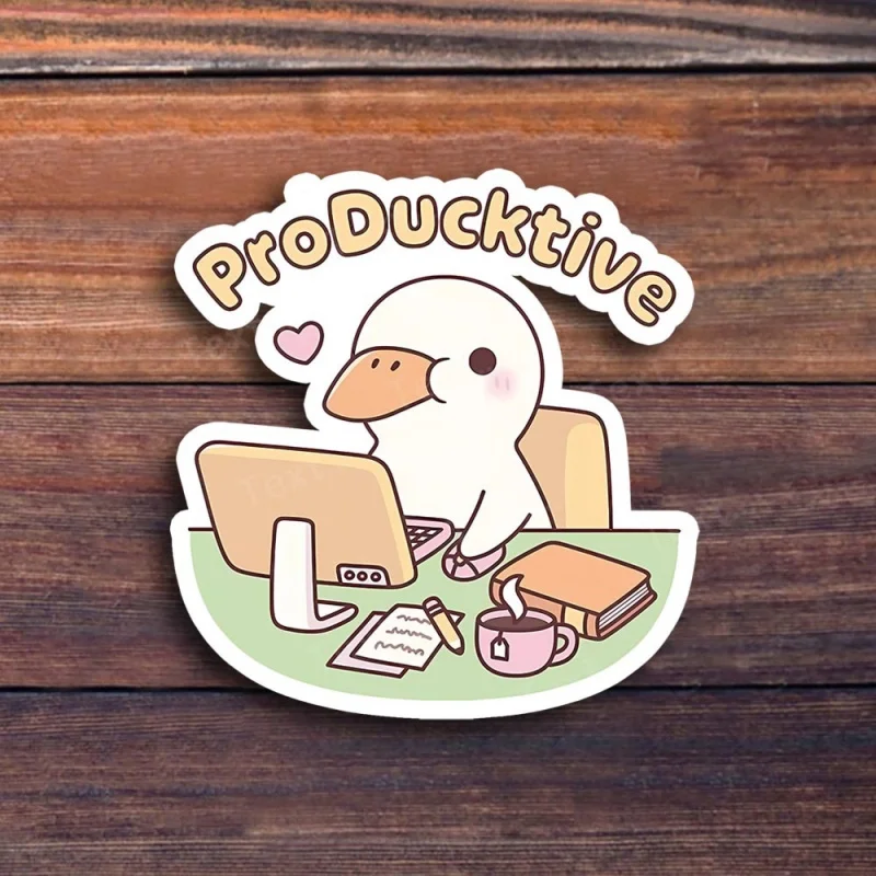 ProDutive Funny Duck Vinyl Sticker——Suitable for laptops、Water Bottle、Diary and workspace