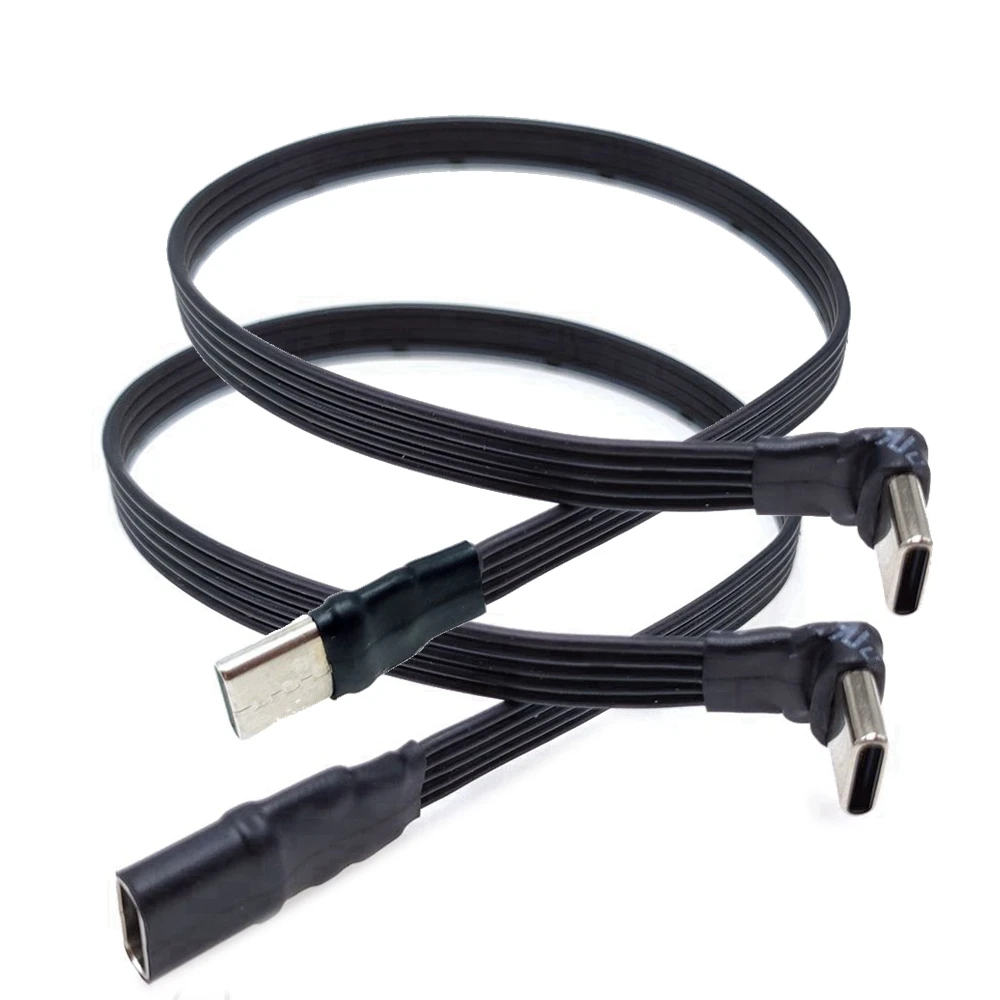 USB 2.0 Type C to Type C Extension Cable 90° Adapter FPC FPV Band Flat USB C Cable 2A 5CM-100CM