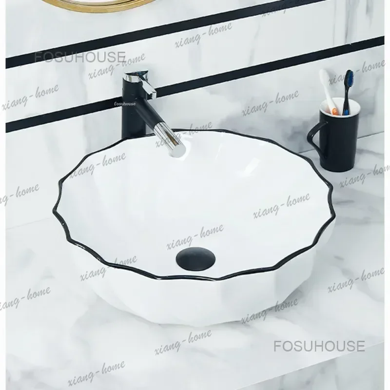 PG European Ceramic Platform Basin Creative Washbasin Household Single Kitchen Sink Designer Bathroom Sinks W