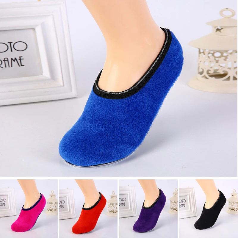 Non-Slip Floor Socks With Silicone Sole Boys Girls Plush Autumn Winter Warm Elastic Ankle Socks Home Indoor Socks EU 20-44