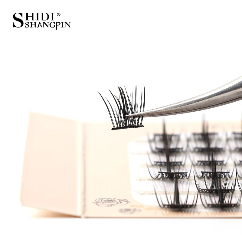 6 行クラスターつけまつげ既成ボリュームファン個別まつげセグメント化された自然ふわふわ偽まつげエクステンションメイクアップ繊毛