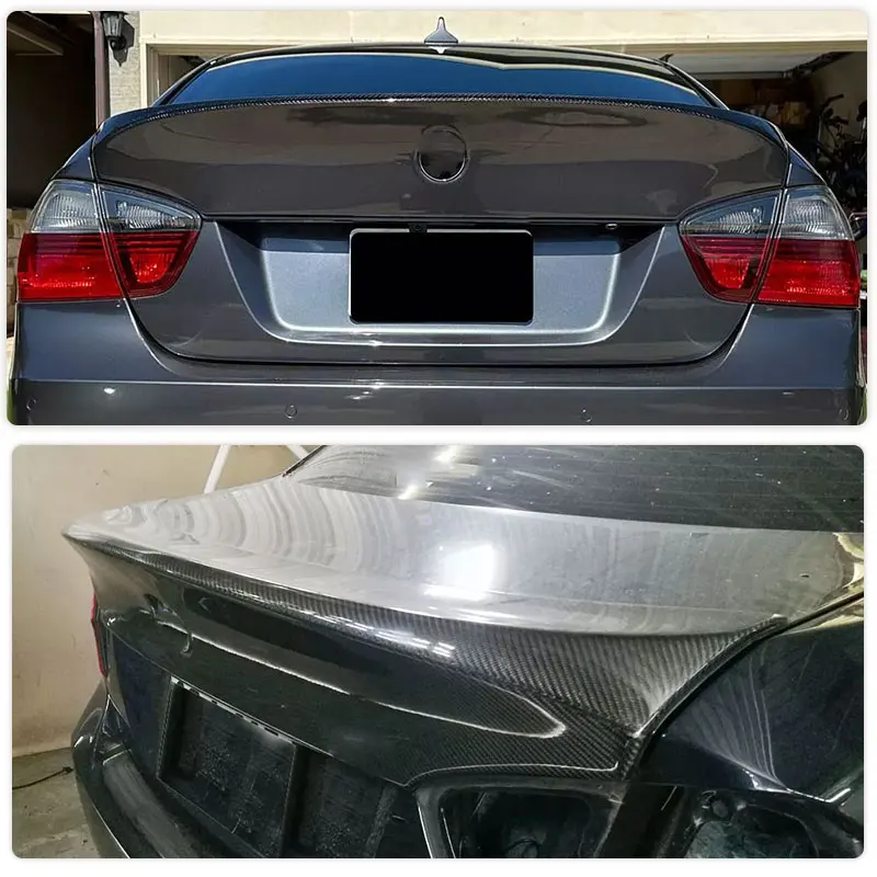ألياف الكربون سيارة الخلفي الجذع سبويلر أجنحة لسيارات BMW 3 Series E90 M-Sport M3 4-Door 2005-2008 كبير الخلفي سبويلر التمهيد الجناح الشفاه