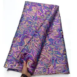 New Brocade Lace Fabric with Embroidery African Brocade Jacquard Lace Fabrics for Wedding Dress Nigerian Tulle Lace Fabric H5728