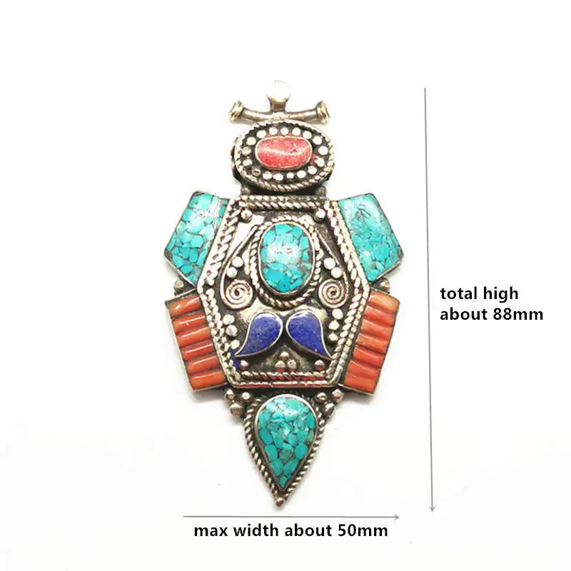 Nepal Hand Vintage Pendants Copper Inlaid Colorful Stone Anchor Pendant Multi Designs TBP588