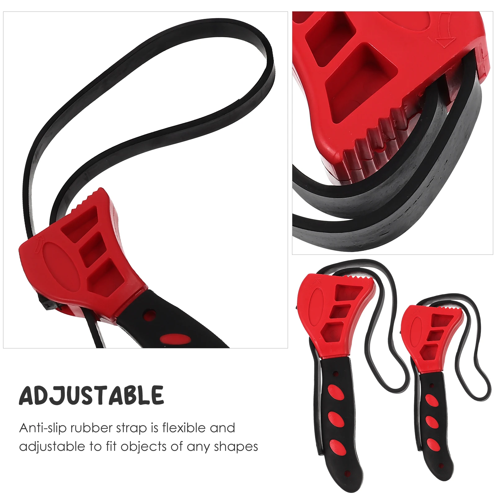 

2Pcs Rubber Strap Wrench Bottle Opener Adjustable Belt Jar Openers Multifunctional Tool Auto Repair Flexible Straps
