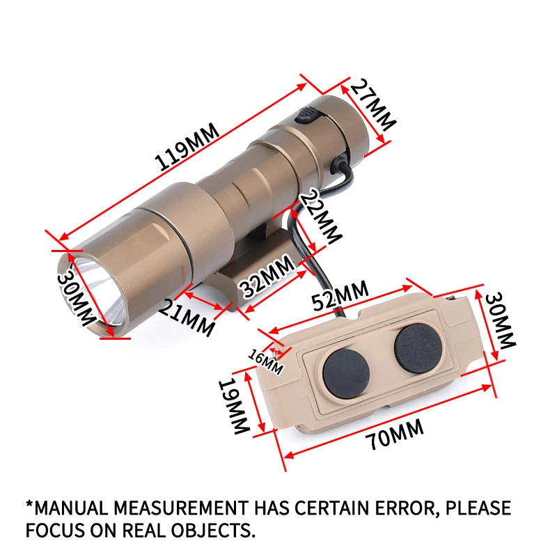 WADSN Tatical Rein 2.0 Micro Flashlight 20mm Picatinny Rail Weapon Light Cloud Defensive Airsoft Accessories Hungting Gun Light