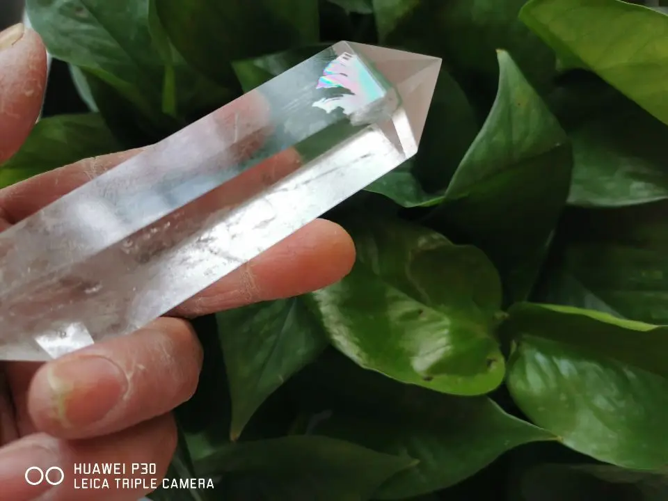 Rainbow!!!  4.45” Natural Clear Quartz Crystal Double Terminated Points Healing