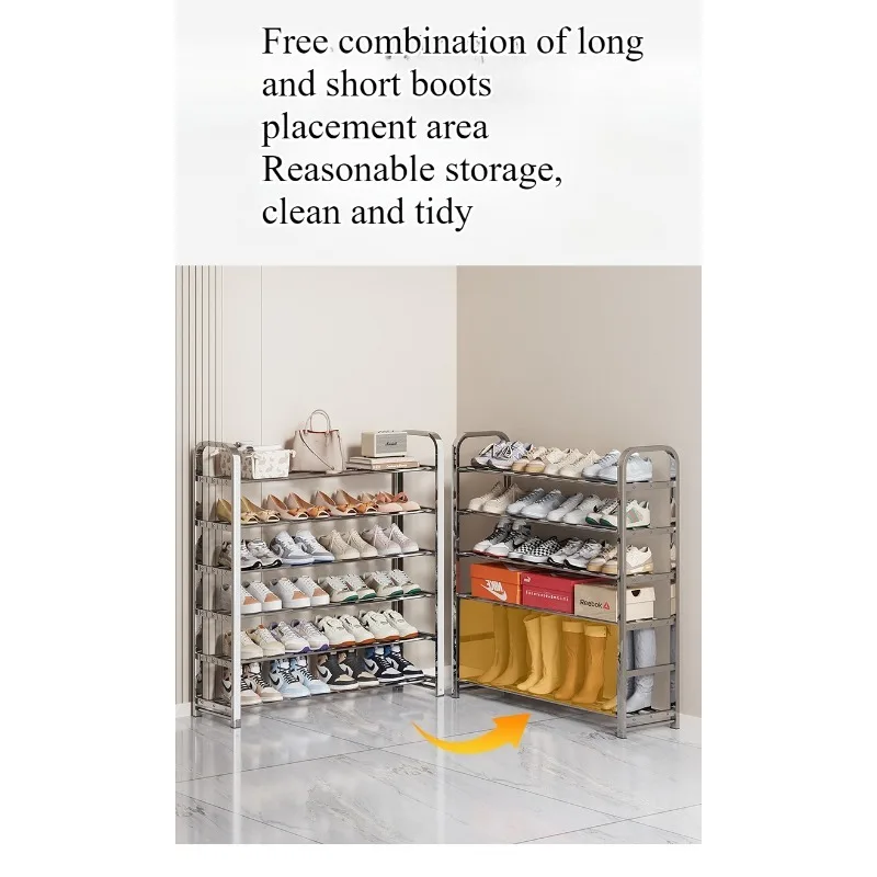 Thickened stainless steel shoe rack, family corridor, student dormitory, rental room, shoe cabinet image 6