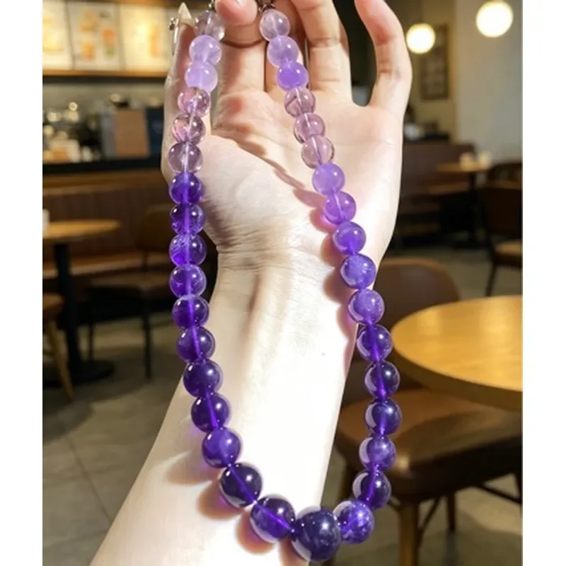 Natural Brazilian amethyst gradual change color necklace wholesale manufacturer Wei Xue same amethyst necklace white advanced
