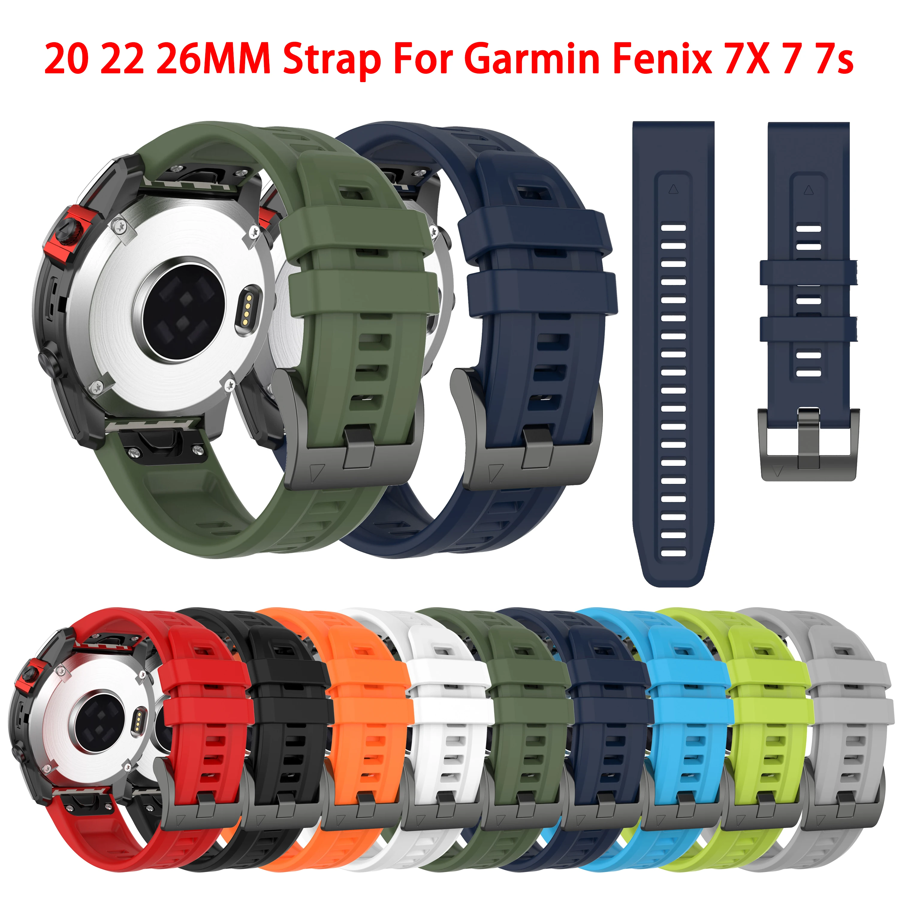 

QuickFit 20 22 26mm Silicone Strap For Garmin Fenix 7X 7 7s 6X Pro 6 6s 5 5X Plus 3 3HR 945 935 Smart Watch Band Bracelet Correa