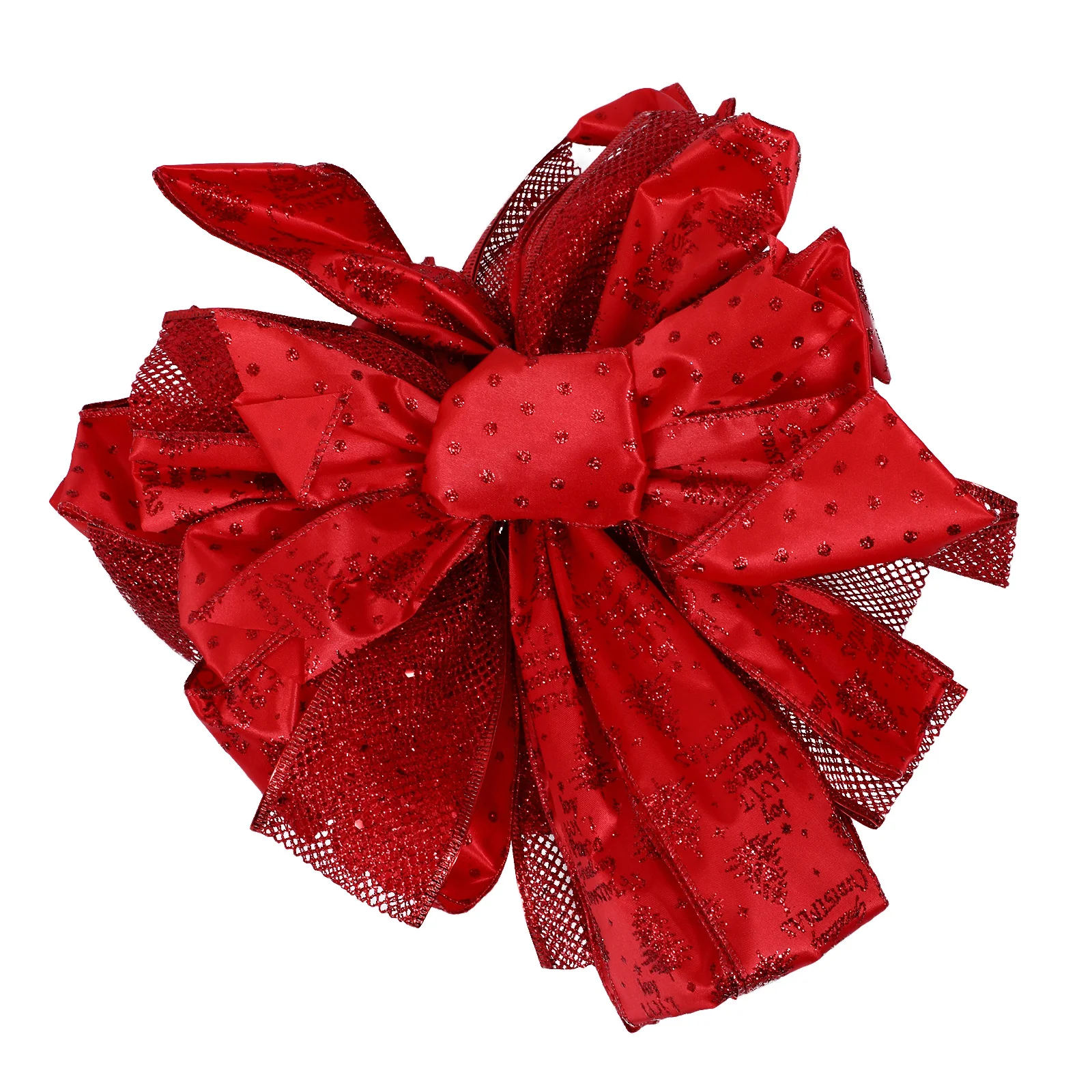 

Christmas Tree Top Bow Treetop Decor Hat Creative Topper Bowknot Polyester Xmas Large