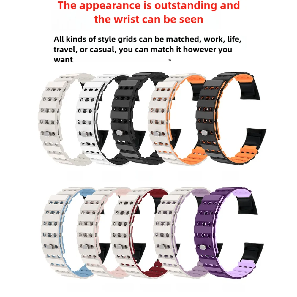 Pulseira de relógio magnética para lifesense 5S hr2 hr3 hr5 esporte smartwatch banda buraco ar silicone liberação rápida respirável das mulheres dos homens