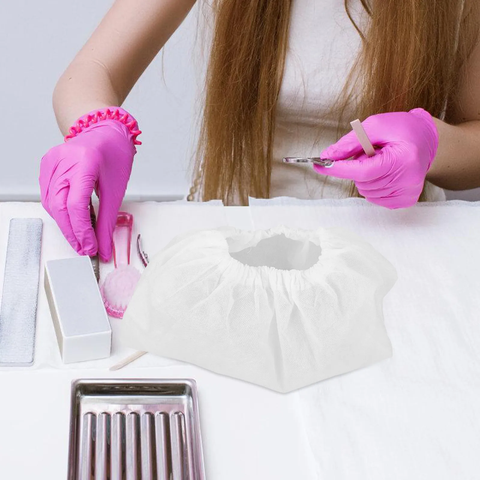 10Pcs Nail Art Vacuum Cleaner Bags Elastic Band Design Large Capacity Dust Collector Pouches for Nail Salon Manicure Tools