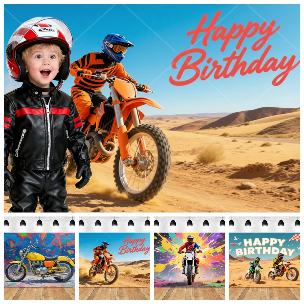 

Motocross Racing Backdrop Boys Birthday Party Decoration Banner Photography Custom Motorcycle Contest Background Poster