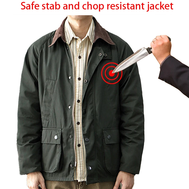 

New 2024 Stab Proof Clothing Retro Corduroy Lapel Outdoor Camping Adventure Safety Scratch And Cut Resistant Protective Clothing