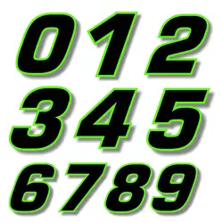 0123456789 Racing Number Hotel Office Door Address Digits Black Number with Green Border Number Vinyl Decal Sticker  M904
