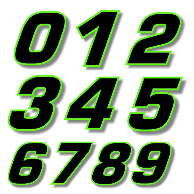 0123456789   Numer wyścigowy Hotel Biuro Drzwi Adres Cyfry Czarny numer z zieloną ramką Numer Winylowa naklejka M904